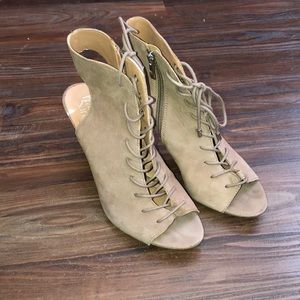 tan lace up heels